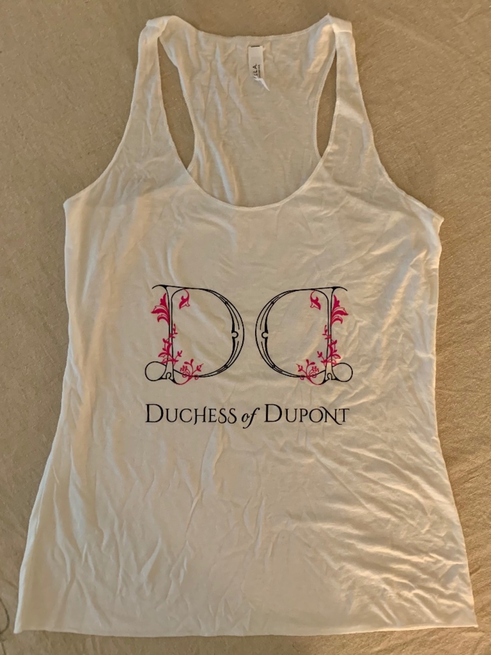 Bella + Canvas Duchess of Dupont White Racerback Graphic Tank Top M